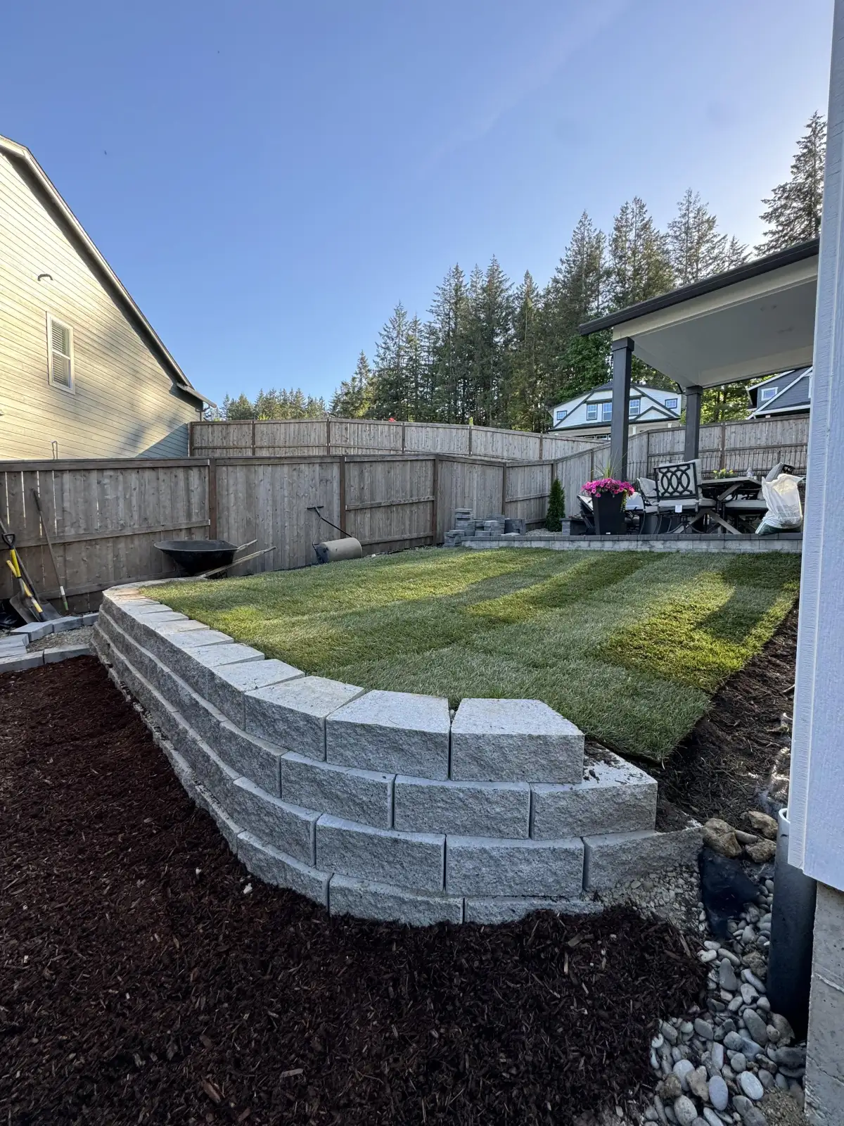 Retaining wall construction in West Linn Oregon